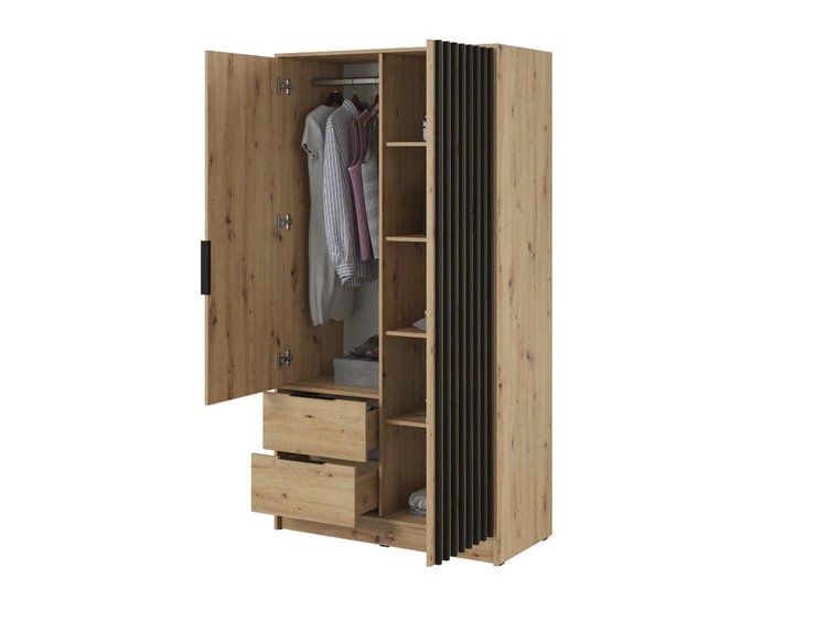 Szafa dwudrzwiowa z drzwiami uchylnymi 105 cm Macron Dąb Artisan z lamelami