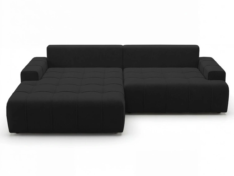 Narożnik L z funkcją spania i pojemnikiem Tulio lewy czarny