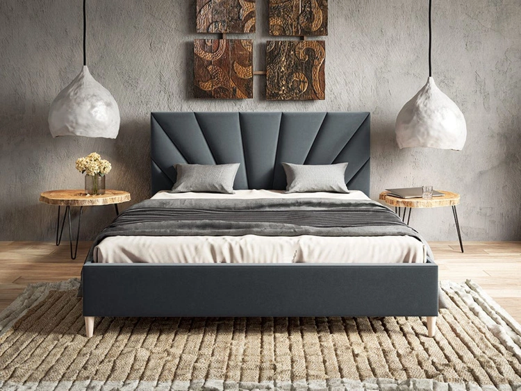 Łóżko tapicerowane ze stelażem 180x200 Fuzi szare