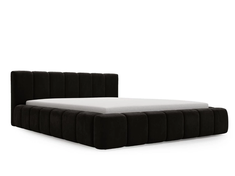 Łóżko tapicerowane z pojemnikiem i stelażem 160x200 Orio Czarny