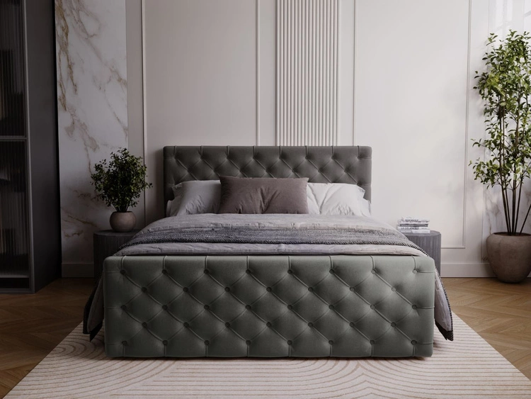 Łóżko kontynentalne z pojemnikiem na pościel 180x200 Montego Antracytowe