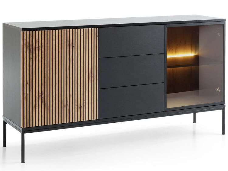 Komoda z drzwiami i szufladami i oświetleniem LED Deo Dąb Wotan