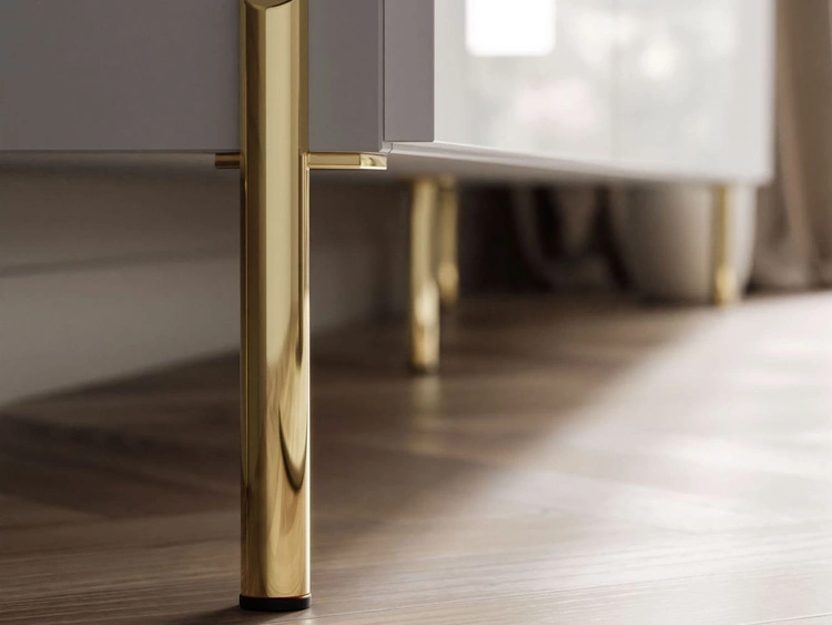 Szafka RTV w stylu glamour z oświetleniem LED Celle biały połysk