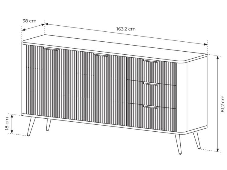 Komoda z drzwiami i szufladami 163 cm Latina Beżowa