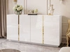 Czterodrzwiowa komoda 158 cm w stylu glamour Lunelie biały połysk