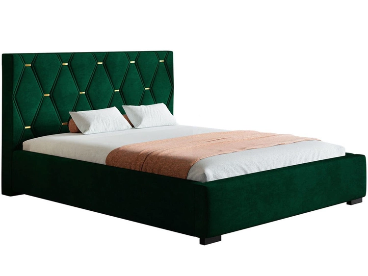Łóżko tapicerowane z pojemnikiem i stelażem 160x200 Tasso Zielone