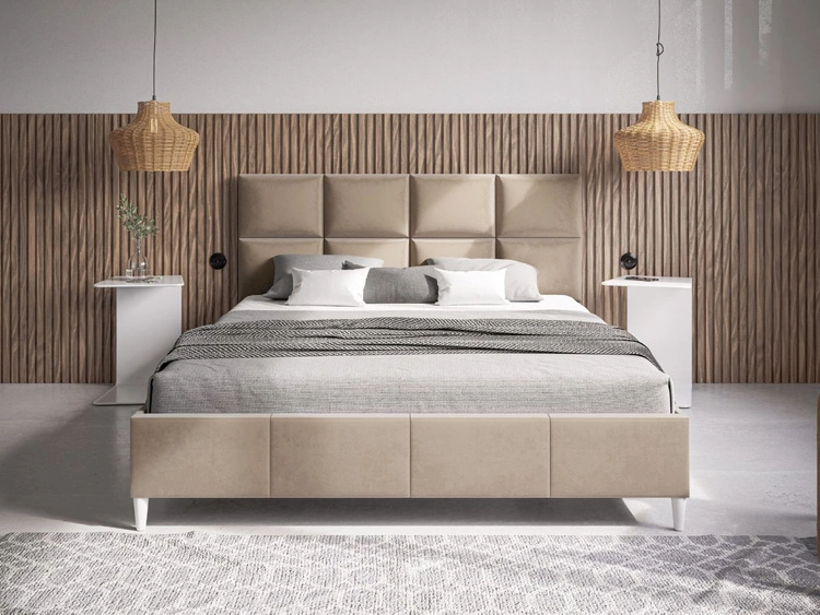 Łóżko tapicerowane ze stelażem 120x200 Luxe Beżowy