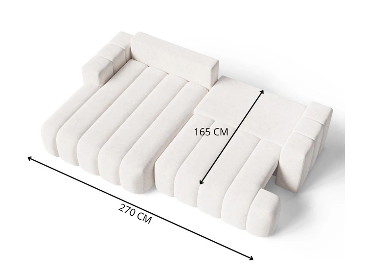 Narożnik L Lewy z funkcją spania i pojemnikiem Caleo Kremowy