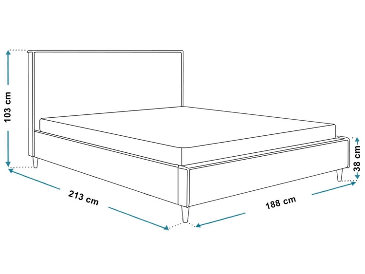 Łóżko tapicerowane ze stelażem 180x200 Grenada Niebieskie