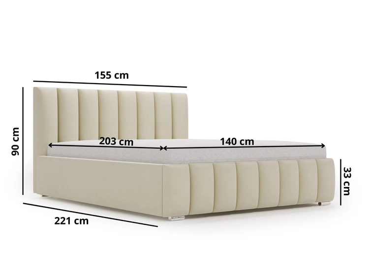 Łóżko tapicerowane z pojemnikiem i stelażem 140x200 Neos Czarne