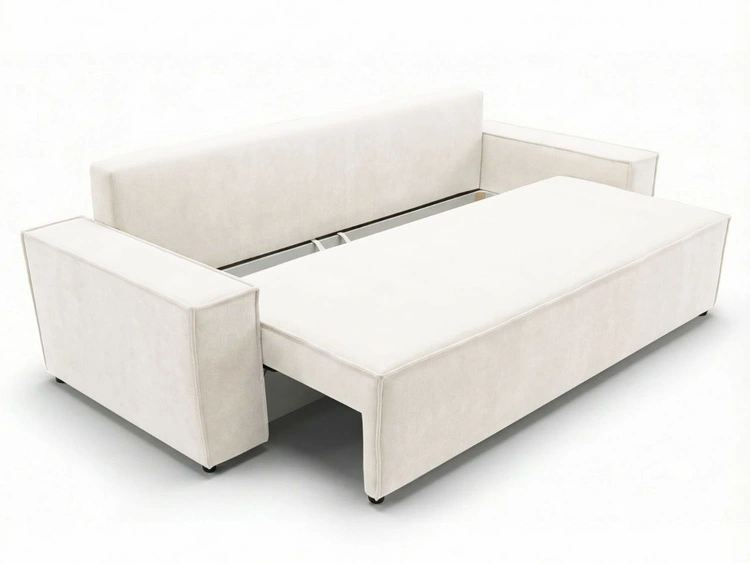 Kanapa z funkcją spania i pojemnikiem na pościel Sivra Kremowa