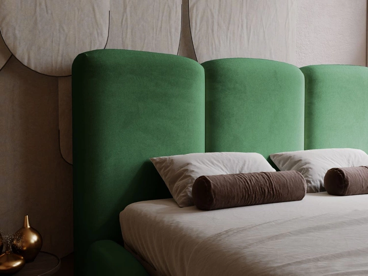 Łóżko tapicerowane z pojemnikiem i stelażem 160x200 cm Bubble Zielone