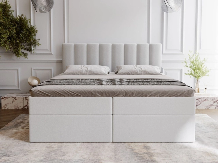 Łóżko kontynentalne z pojemnikiem na pościel 140x200 Mocca Szare