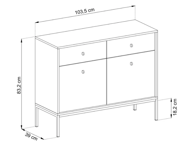 Komoda z drzwiami i szufladami na czarnych nóżkach 104 cm Amor Granatowa