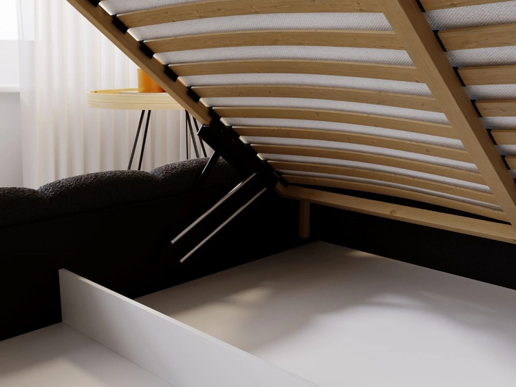 Łóżko tapicerowane z pojemnikiem i stelażem 160x200 Cloud czarne