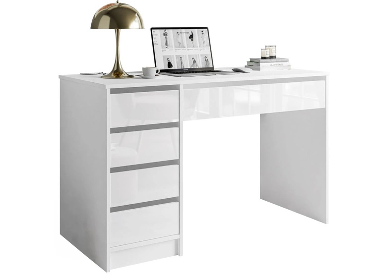 Biurko z pięcioma szufladami Melo biały połysk