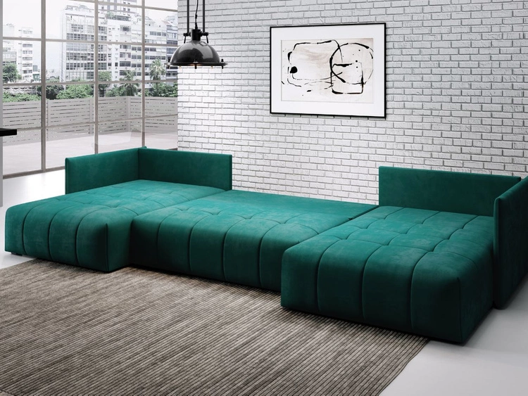 Narożnik U z funkcją spania i pojemnikiem Ardi U Miodowy