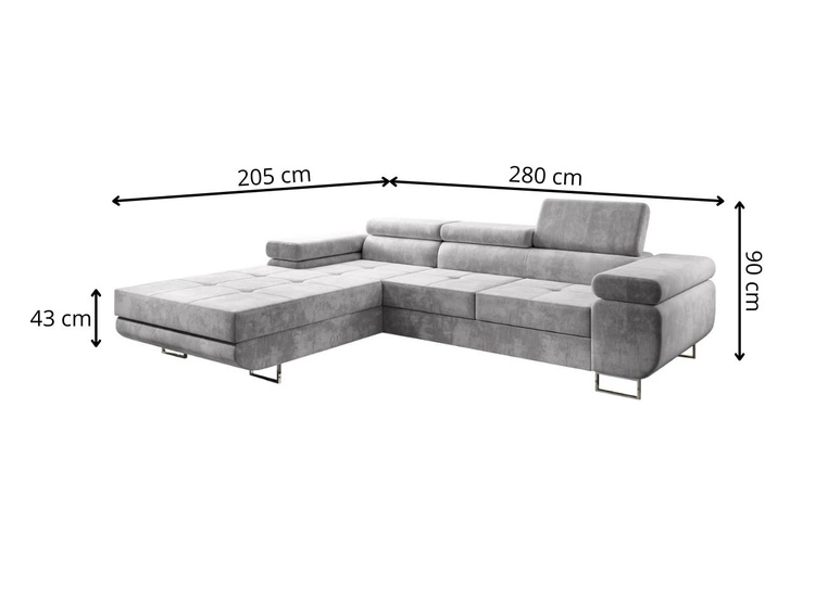 Narożnik L lewy z funkcją spania i pojemnikiem Solam Ciemny niebieski