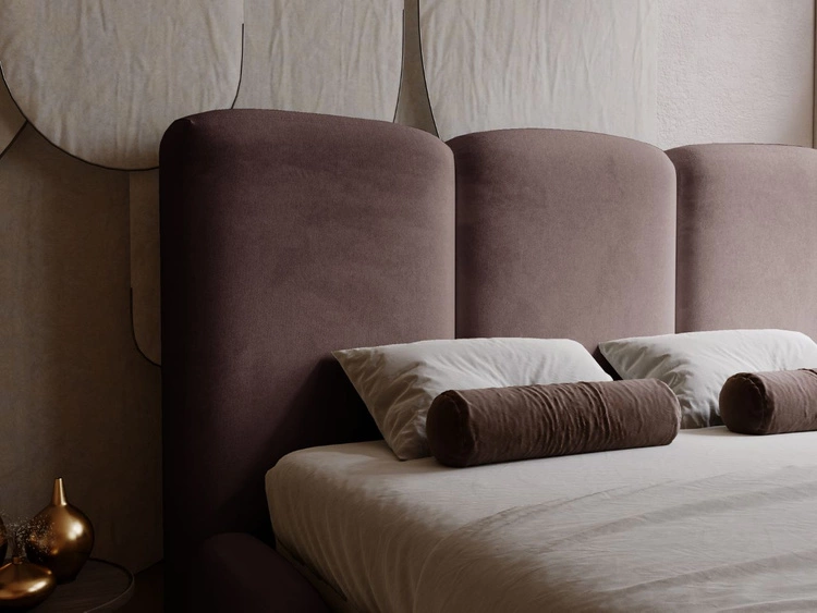 Łóżko tapicerowane z pojemnikiem i stelażem 120x200 cm Bubble Brązowe