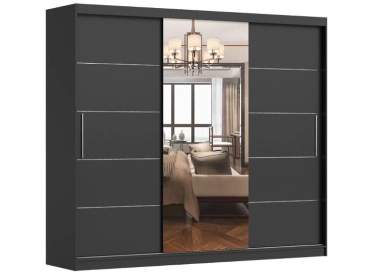 Szafa trzydrzwiowa z drzwiami przesuwnymi Alma Czarna
