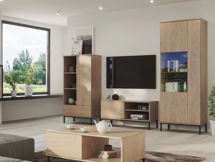 Regał z szufladą i drzwiczkami Soroko Hikora