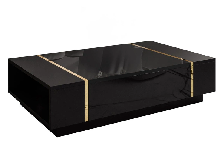 Zestaw mebli do salonu w stylu glamour Lunelie Czarny połysk