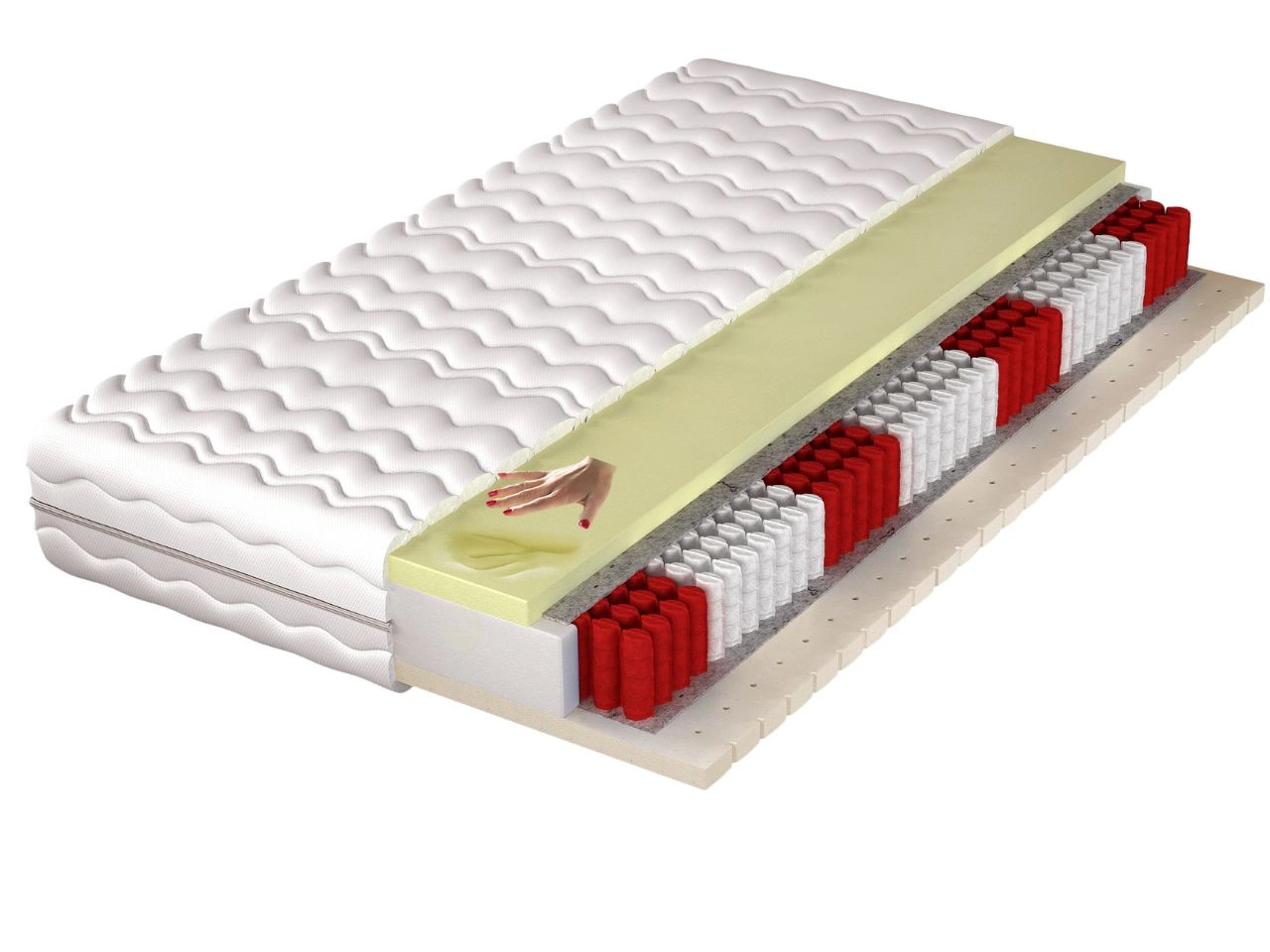 Materac kieszeniowy multipocket z pianką termoelastyczną oraz lateksową Vilo 120x200