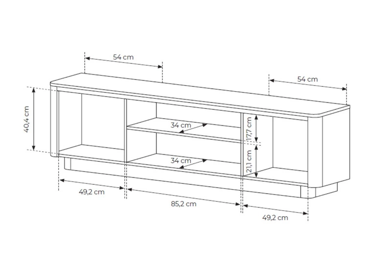 Szafka RTV pod telewizor z trzema drzwiczkami Fascino Dąb Cremona, Czarny