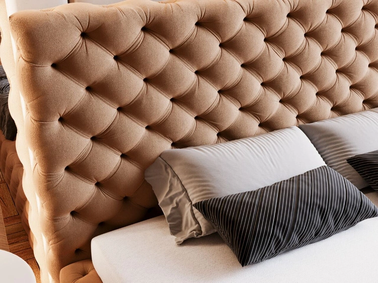 Łóżko tapicerowane z pojemnikiem i stelażem 120x200 Astra Brązowy