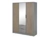Szafa trzydrzwiowa z drzwiami uchylnymi 155 cm Macron Szara z lustrem i lamelami