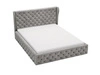 Łóżko tapicerowane z pojemnikiem na pościel i stelażem 200x200 Kingston Jasnoszare
