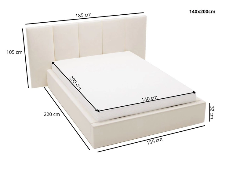 Łóżko tapicerowane z pojemnikiem i stelażem 140x200 cm Lizbona Brązowe