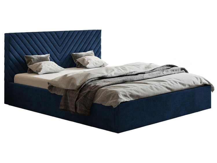 Łóżko tapicerowane z pojemnikiem i stelażem 120x200 Esma Ciemnoniebieskie