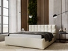 Łóżko tapicerowane z pojemnikiem i stelażem 180x200 Hugo Beżowe