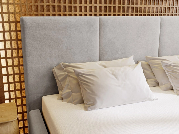 Łóżko tapicerowane z pojemnikiem i stelażem 160x200 cm Lincoln Szare