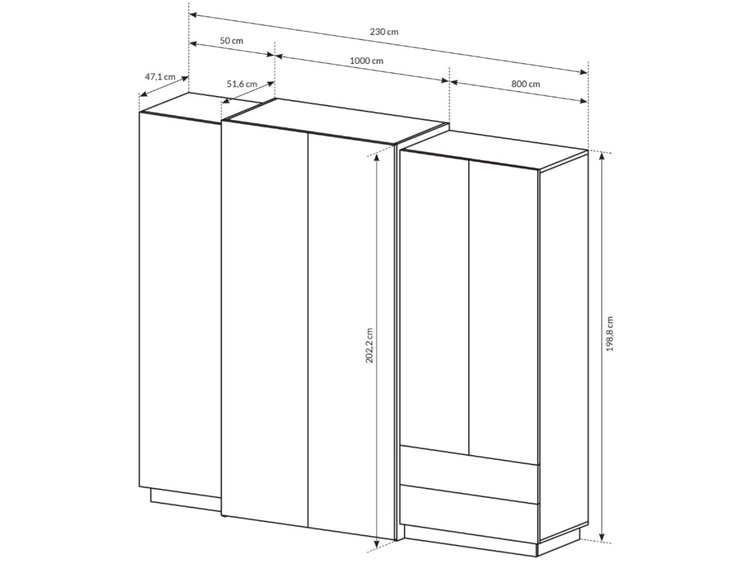 Zestaw mebli do sypialni Morten Biały, Dąb Craft Złoty