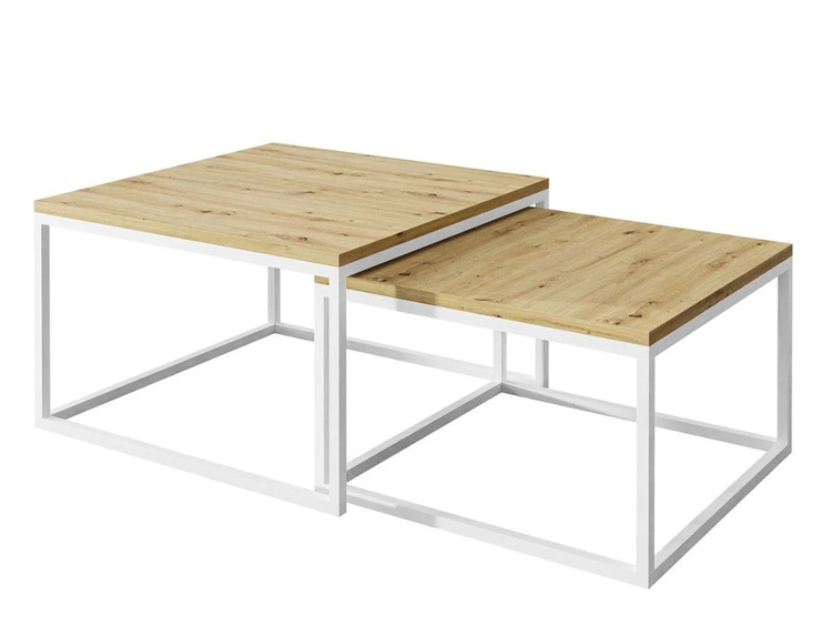 Zestaw mebli do salonu w loftowym stylu Asumi Biały i dąb wotan