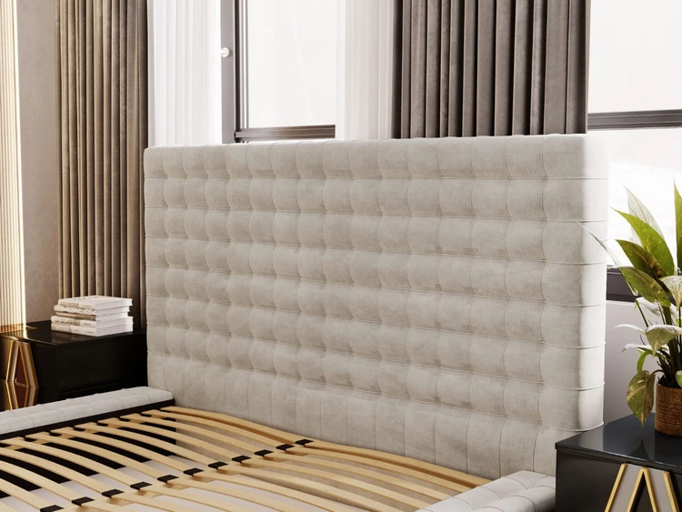 Łóżko tapicerowane z pojemnikiem i stelażem 180x200 Barbados Kremowe