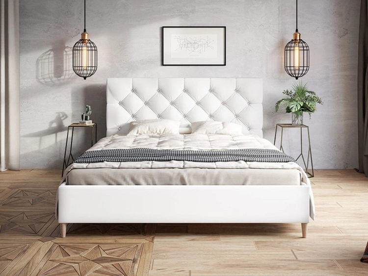 Łóżko tapicerowane ze stelażem 160x200 Tril Białe