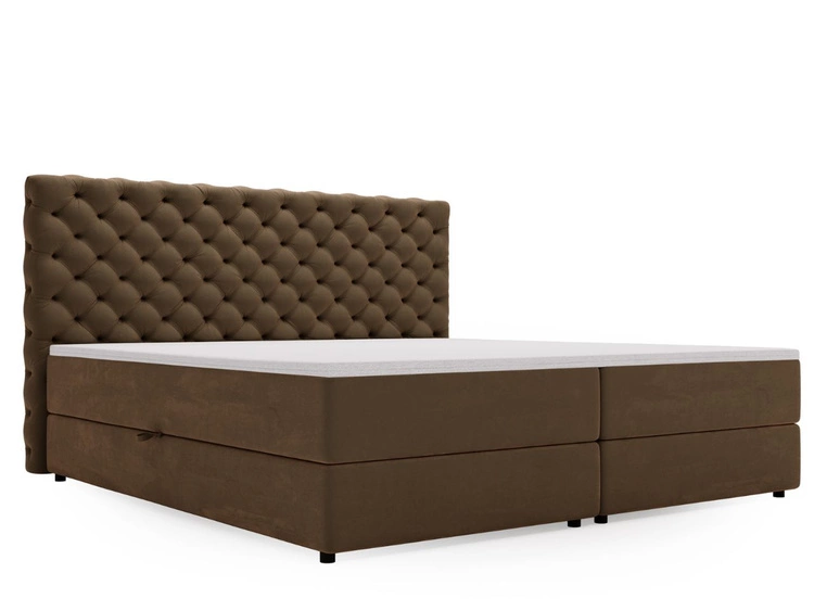 Łóżko kontynentalne z pojemnikiem na pościel 140x200 Bergamo brązowe