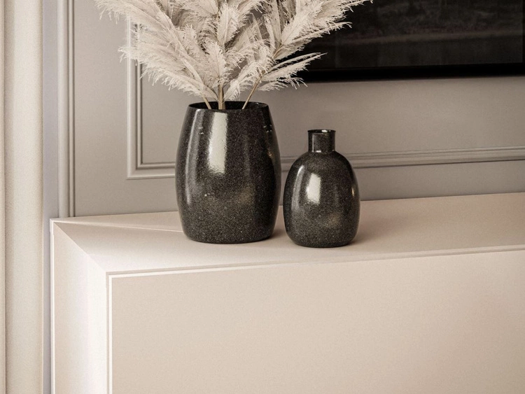 Szafka RTV 90 cm do salonu z oświetleniem LED i złotymi nóżkami Aurelie Kaszmir mat