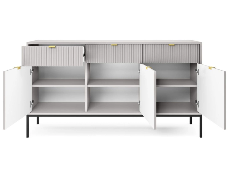 Zestaw mebli do salonu Amber szary na czarnych nogach