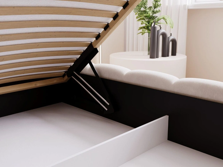 Łóżko tapicerowane z pojemnikiem i stelażem 180x200 Cloud Low beżowe