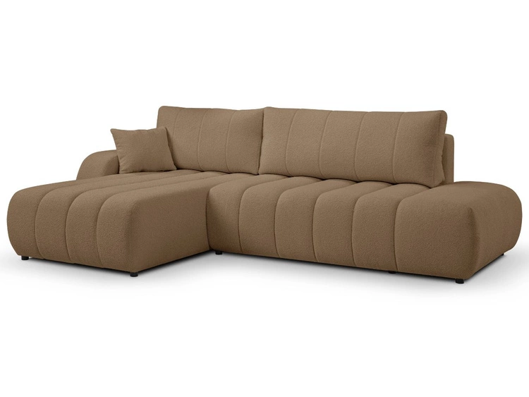 Narożnik z pojemnikiem i funkcją spania Lewy Adoro Brązowy