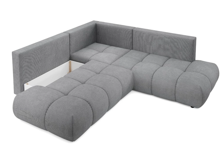 Narożnik z funkcją spania i pojemnikiem Prawy Kair Szary