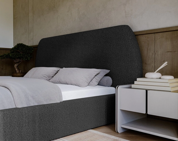 Łóżko tapicerowane z pojemnikiem i stelażem 140x200 cm Blossom Czarne