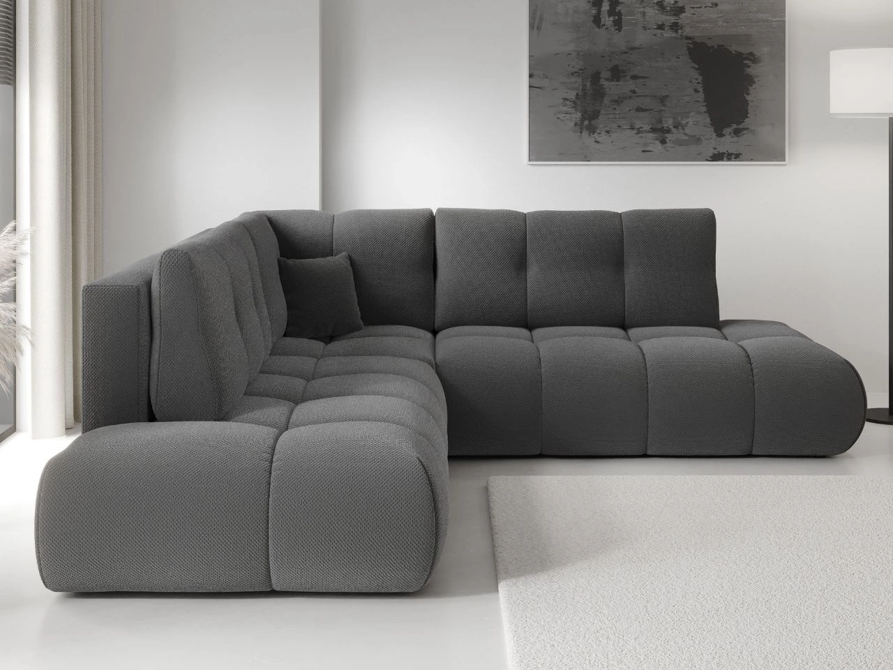 Narożnik z funkcją spania i pojemnikiem Lewy Kair Grafitowy