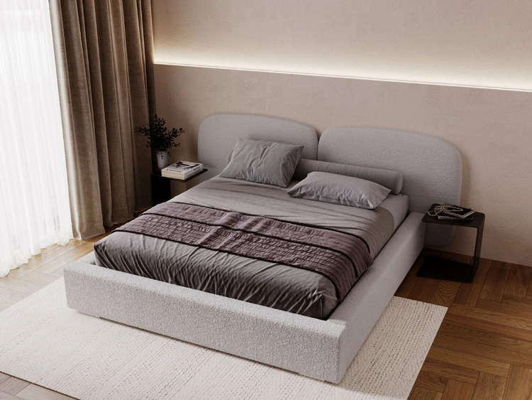 Łóżko tapicerowane z pojemnikiem i stelażem 120x200 Palermo Jasnoszare