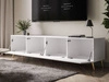 Szafka RTV pod telewizor z drzwiczkami na złotych nóżkach 200 cm Nodoo Biały połysk