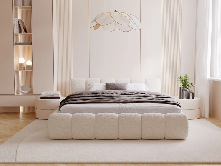 Łóżko tapicerowane z pojemnikiem i stelażem 120x200 Cloud Low beżowe